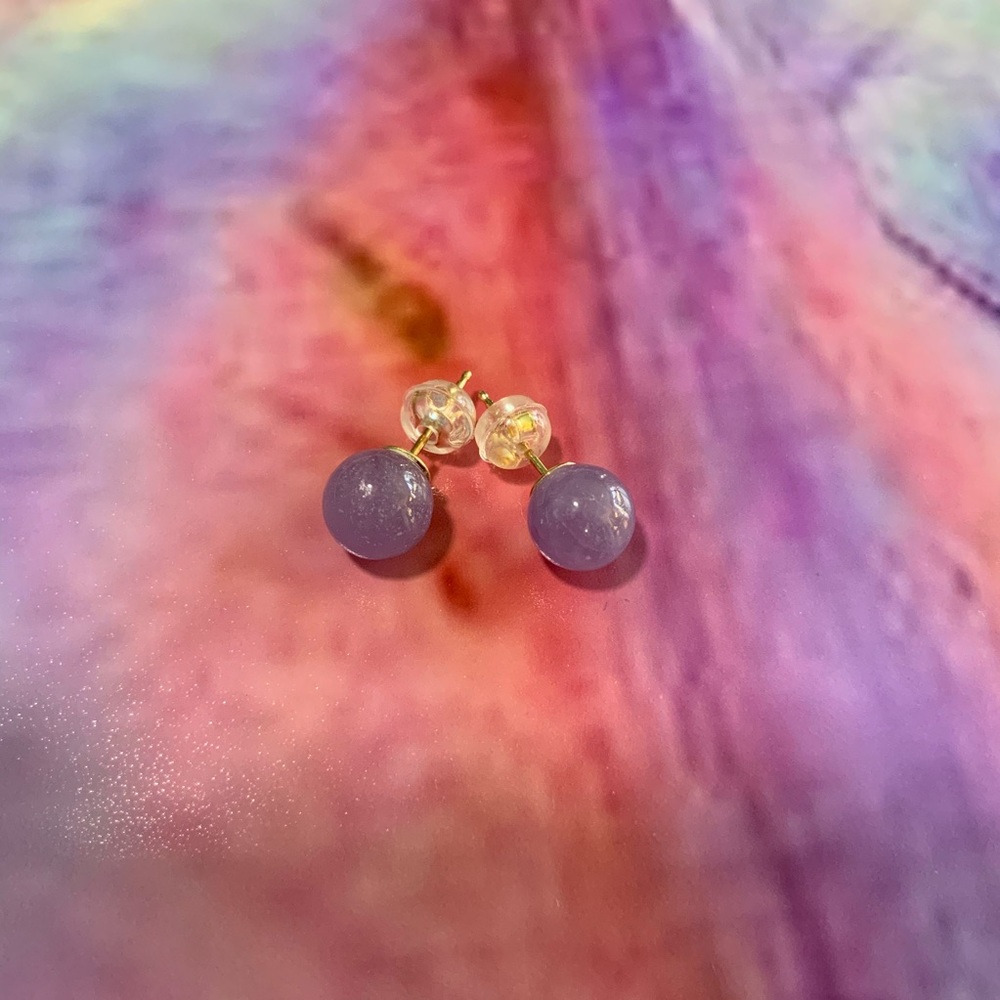 Amethyst Ball Stud Earrings